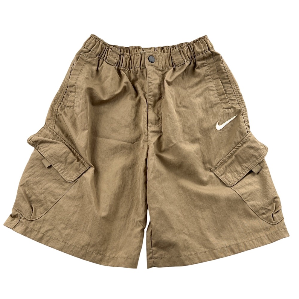 Nike Embroidered Swoosh Cargo Shorts XL Tan Men Streetwear Gorpcore Pockets
